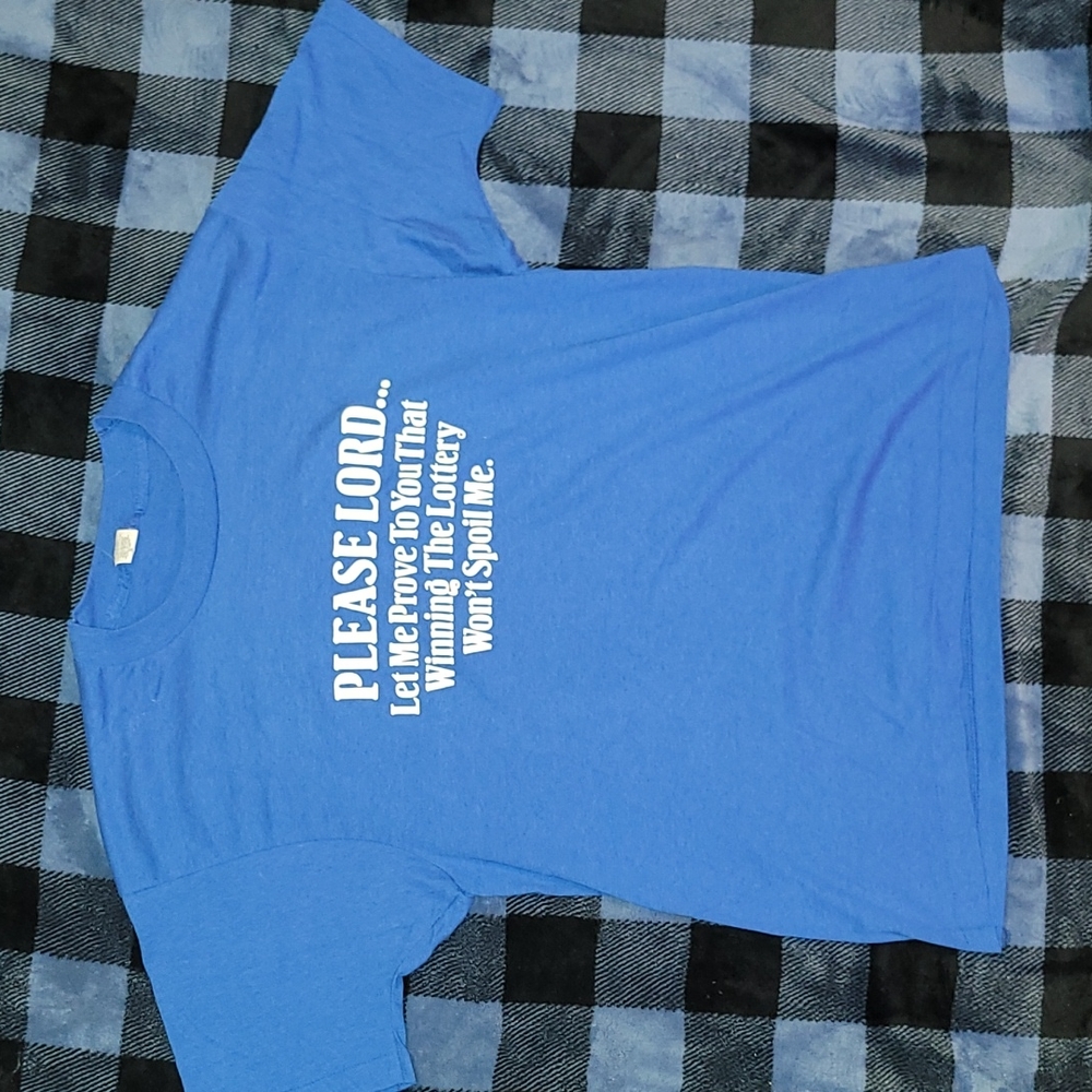 Vintage.  Made in USA. Screen Stars Tee Shirt. Funny Lottery. Size Large.